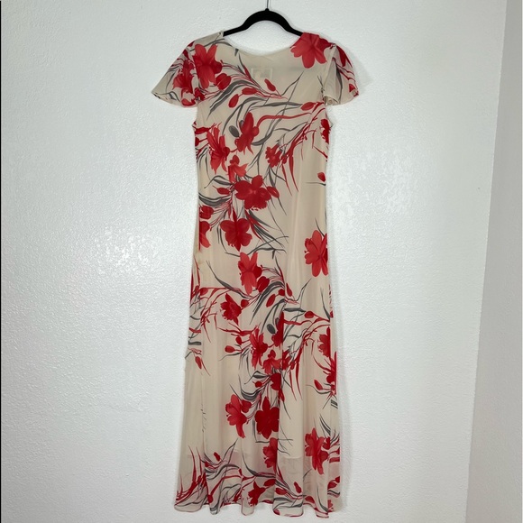 Vintage Mary McFadden floral maxi cream dress 10 - Picture 5 of 9